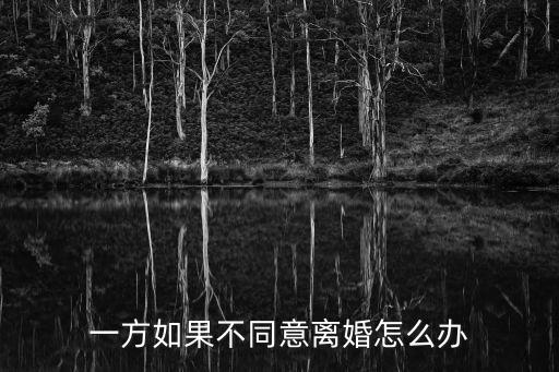有一方不同意離婚的怎么辦，如果有一方不同意離婚怎么辦