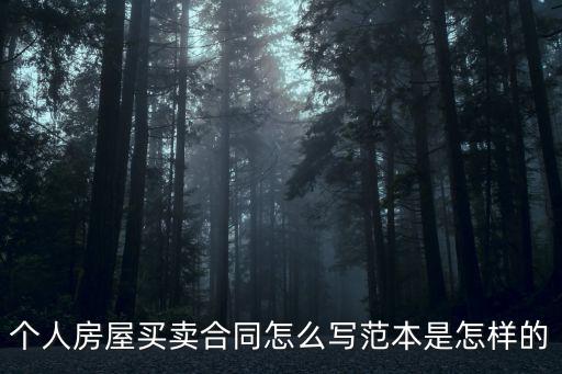個人房屋轉(zhuǎn)讓合同模板，個人房屋買賣合同怎么寫范本是怎樣的