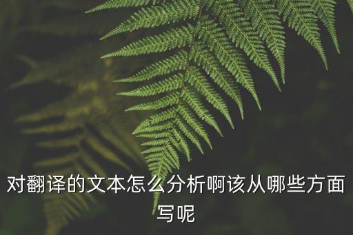 翻譯文本類型怎么區(qū)分，對(duì)翻譯的文本怎么分析啊該從哪些方面寫呢