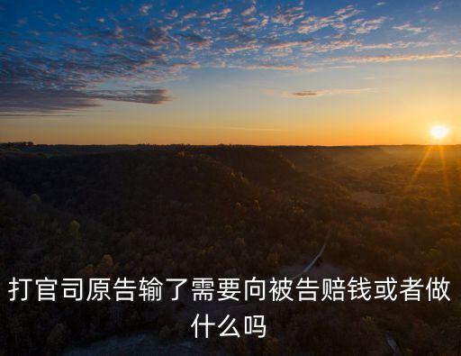 原告輸了被告的損失誰來賠付，打官司原告輸了需要向被告賠錢或者做什么嗎
