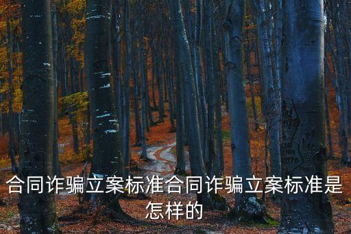 合同詐騙 立案標(biāo)準(zhǔn)，合同詐騙立案標(biāo)準(zhǔn)合同詐騙立案標(biāo)準(zhǔn)是怎樣的
