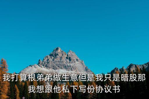 暗股協(xié)議書范本合同，我打算根弟弟做生意但是我只是暗股那我想跟他私下寫份協(xié)議書