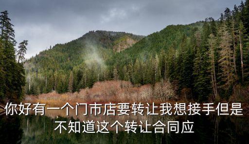 你好有一個(gè)門市店要轉(zhuǎn)讓我想接手但是不知道這個(gè)轉(zhuǎn)讓合同應(yīng)
