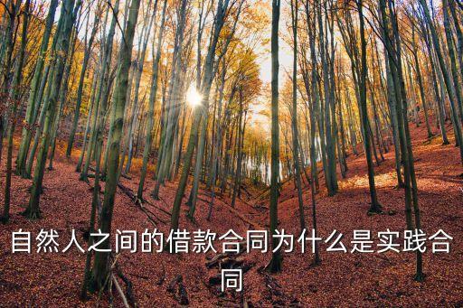 自然人之間的借款合同為什么是實踐合同