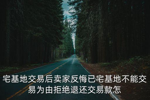 宅基地賣了反悔糾紛，宅基地交易后賣家反悔已宅基地不能交易為由拒絕退還交易款怎