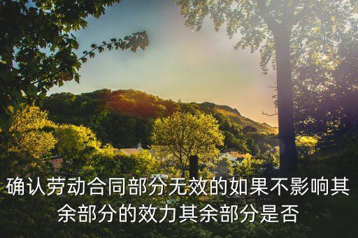 合同無效條款不影響，無效合同的法律后果