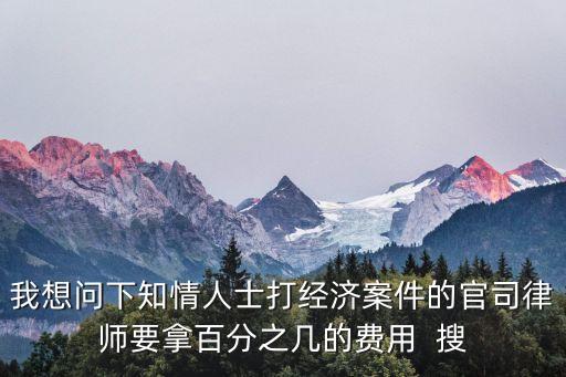 我想問下知情人士打經(jīng)濟案件的官司律師要拿百分之幾的費用  搜