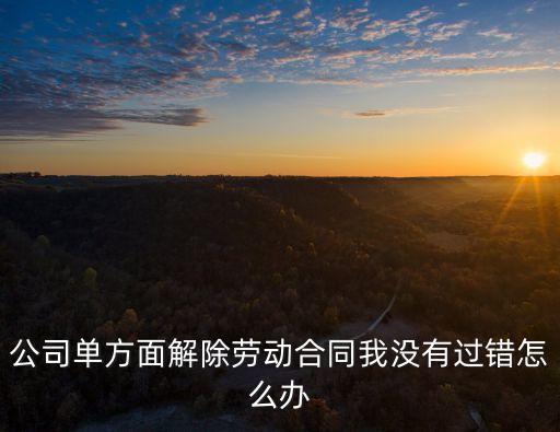 公司單方面解除勞動合同我沒有過錯怎么辦