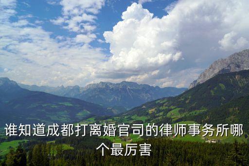 誰(shuí)知道成都打離婚官司的律師事務(wù)所哪個(gè)最厲害