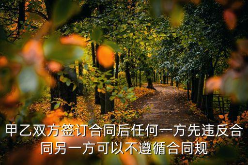 甲乙雙方簽訂合同后任何一方先違反合同另一方可以不遵循合同規(guī)