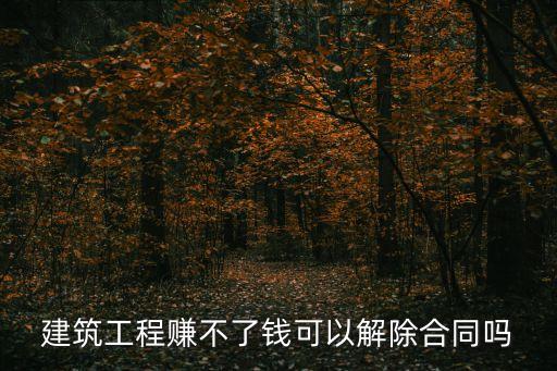 建筑工程賺不了錢可以解除合同嗎