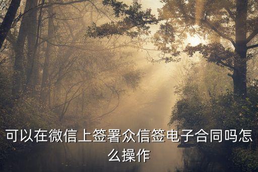 可以在微信上簽署眾信簽電子合同嗎怎么操作