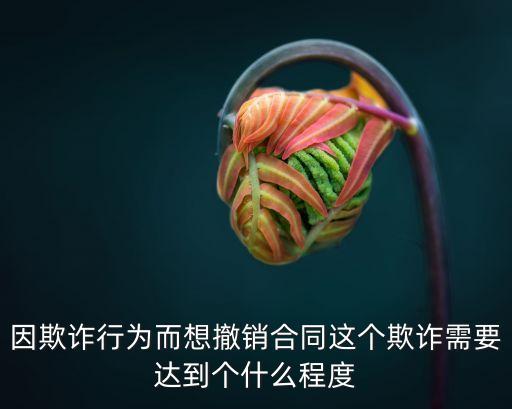 因欺詐行為而想撤銷合同這個(gè)欺詐需要達(dá)到個(gè)什么程度