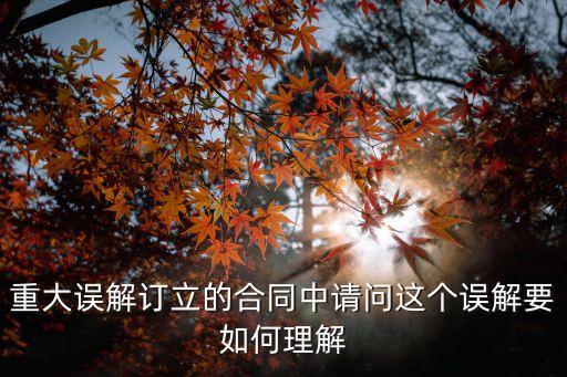 合同法重大誤解，請問訂立合同時的重大誤解如何認定
