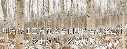 甲方保證乙方在本合同期內(nèi)合法經(jīng)營(yíng)不受干擾是什么意思呢