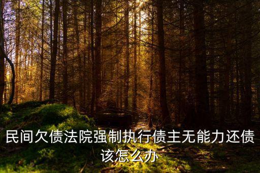 被執(zhí)行人無(wú)力償還債務(wù)怎么辦，民間欠債法院強(qiáng)制執(zhí)行債主無(wú)能力還債該怎么辦