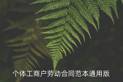 個體工商戶勞動合同范本通用版