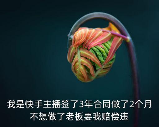 我是快手主播簽了3年合同做了2個(gè)月不想做了老板要我賠償違