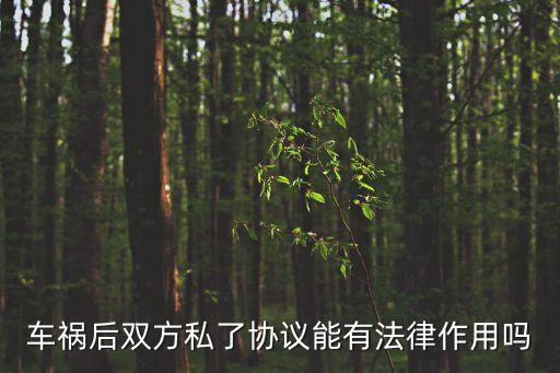 雙方私了事故修車協(xié)議，車禍后雙方私了協(xié)議能有法律作用嗎