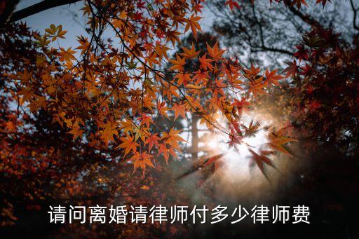 請問離婚請律師付多少律師費(fèi)