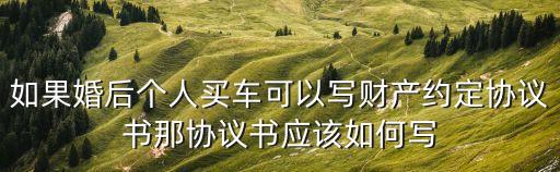 如果婚后個(gè)人買(mǎi)車(chē)可以寫(xiě)財(cái)產(chǎn)約定協(xié)議書(shū)那協(xié)議書(shū)應(yīng)該如何寫(xiě)