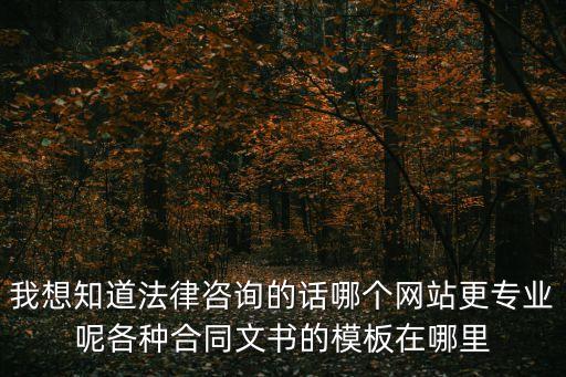 我想知道法律咨詢的話哪個(gè)網(wǎng)站更專業(yè)呢各種合同文書的模板在哪里