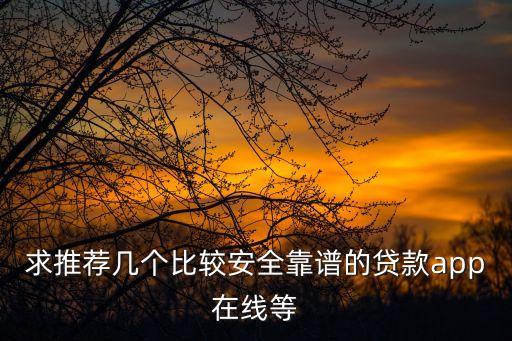 求推薦幾個(gè)比較安全靠譜的貸款app在線等