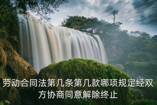 合同條款第幾條第幾項規(guī)定，勞動合同法第幾條第幾款哪項規(guī)定經(jīng)雙方協(xié)商同意解除終止