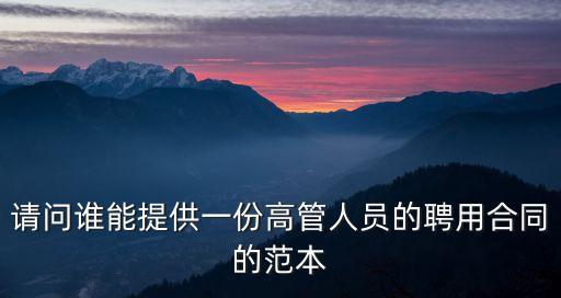 請(qǐng)問誰能提供一份高管人員的聘用合同的范本