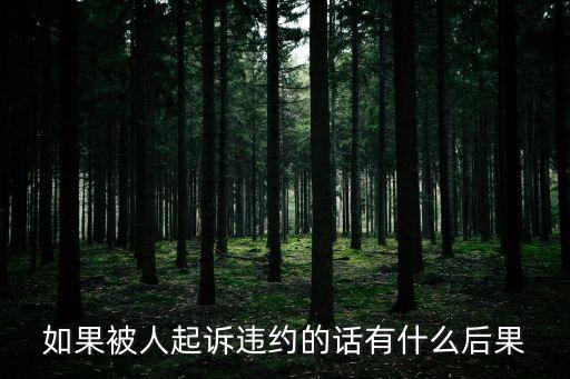 如果被人起訴違約的話有什么后果