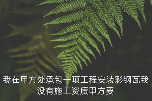 我在甲方處承包一項工程安裝彩鋼瓦我沒有施工資質(zhì)甲方要