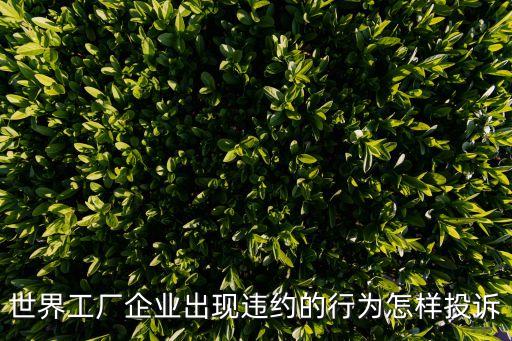 世界工廠企業(yè)出現(xiàn)違約的行為怎樣投訴