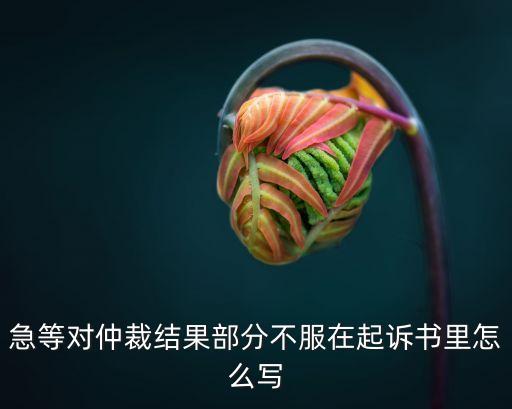 急等對仲裁結果部分不服在起訴書里怎么寫