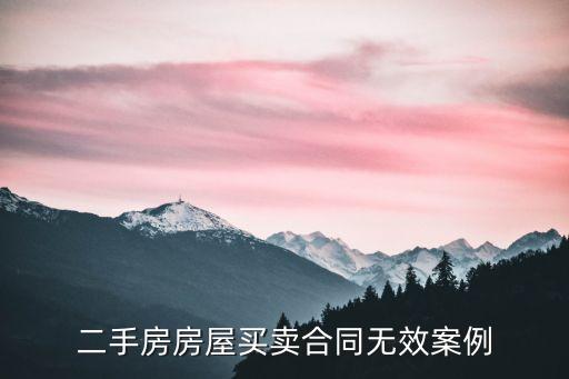 二手房房屋買賣合同無(wú)效案例