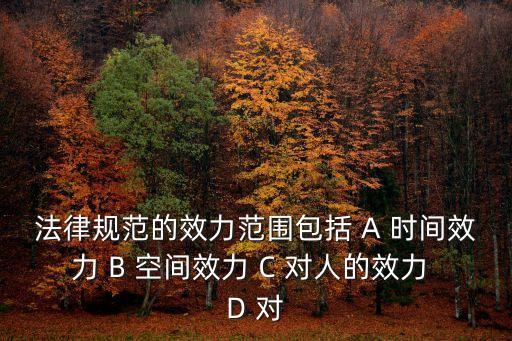 法律規(guī)范的效力范圍包括 A 時間效力 B 空間效力 C 對人的效力 D 對