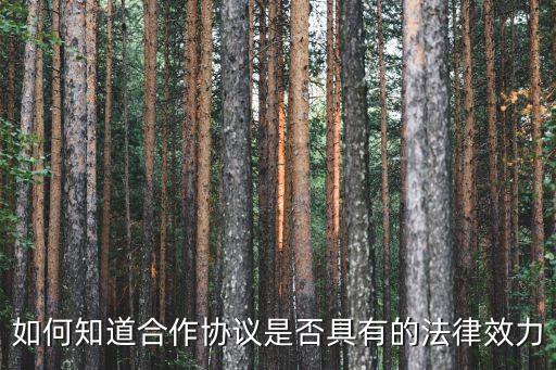 如何知道合作協(xié)議是否具有的法律效力