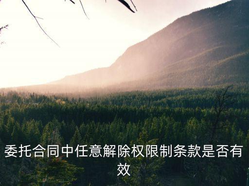 委托合同中任意解除權(quán)限制條款是否有效