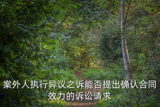 案外人執(zhí)行異議之訴能否提出確認合同效力的訴訟請求