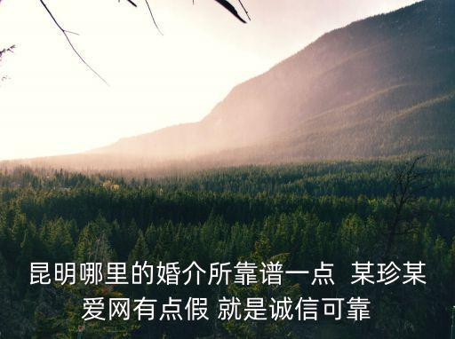 昆明哪里的婚介所靠譜一點  某珍某愛網(wǎng)有點假 就是誠信可靠