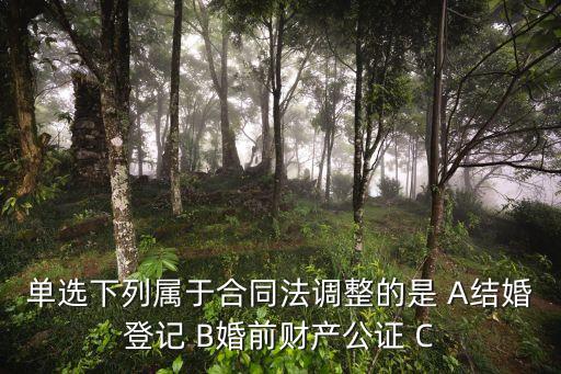 單選下列屬于合同法調(diào)整的是 A結(jié)婚登記 B婚前財(cái)產(chǎn)公證 C