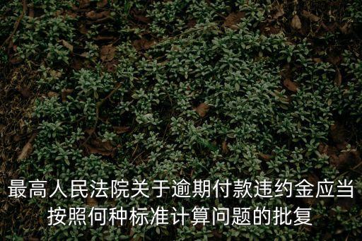 最高人民法院關(guān)于逾期付款違約金應當按照何種標準計算問題的批復