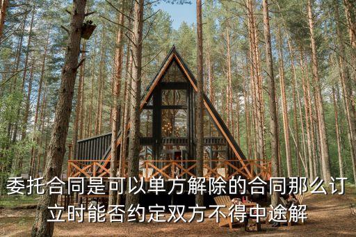委托合同是可以單方解除的合同那么訂立時能否約定雙方不得中途解