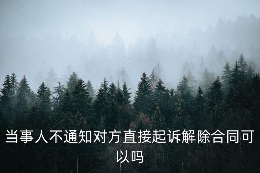 當(dāng)事人不通知對方直接起訴解除合同可以嗎