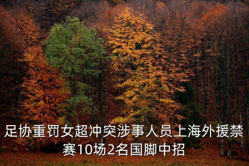 足協(xié)重罰女超沖突涉事人員上海外援禁賽10場(chǎng)2名國(guó)腳中招