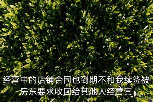 經(jīng)營中的店鋪合同也到期不和我續(xù)簽被房東要求收回給其他人經(jīng)營其