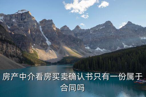 房產(chǎn)中介看房買賣確認(rèn)書只有一份屬于合同嗎