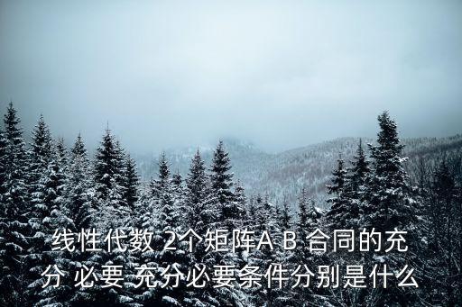 線性代數(shù) 2個矩陣A B 合同的充分 必要 充分必要條件分別是什么