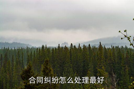 合同糾紛怎么處理最好