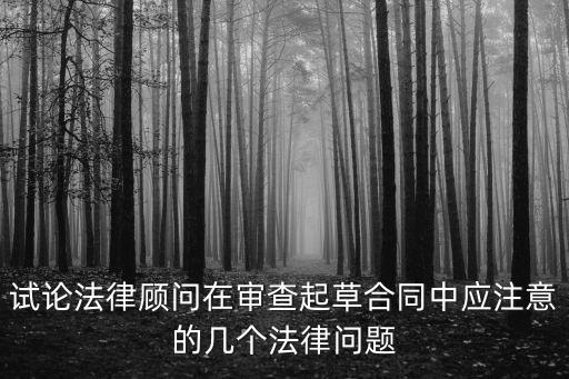 試論法律顧問在審查起草合同中應(yīng)注意的幾個(gè)法律問題
