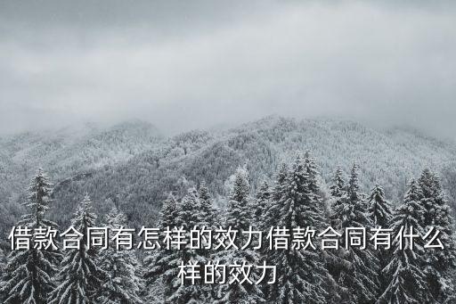 借款合同的法律效力有哪些，借款合同有怎樣的效力借款合同有什么樣的效力